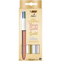 Stylo-Bille 4 Couleurs or, rose, argenté, shine doré - BIC