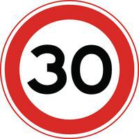 Verbodsbord - A1 - Maximum snelheid 30 km/u