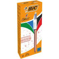 Stylo-Bille 4 Couleurs or rose - lot de 12 - BIC