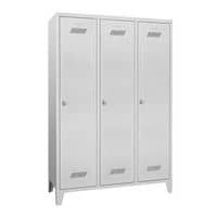 Vestiaire monobloc Medium 400 - Sur pieds - Industrie propre - Moraillon porte-cadenas - 3 colonnes