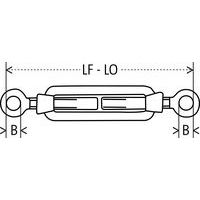 LF - LO = Longueur min. - Longueur max.B = Ø œillet