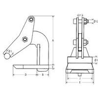 Ø I = Diameter kopF = Inwendige breedteD = Inwendige diepteØ G = Ø as hijsgreep