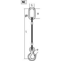 Ø F = Ø anneauG = largeur utile anneauH = hauteur utile anneauP = ouverture crochet