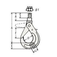 A = Hauteur hors toutD = Patère ØE = Talon hauteurF = OuvertureG = ÉpaisseurS = Longueur filetéeT = Ø