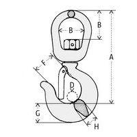 A = Hauteur hors toutB = Largeur utileD = Patère diamètreF = OuvertureG = Talon hauteurH = Épaisseur