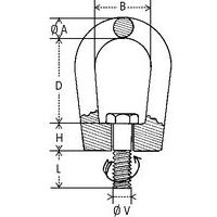 A = Section ØB = Largeur intérieureD = Hauteur intérieureH = Pied hauteurL = Longueur filetéeV = Taille filetage