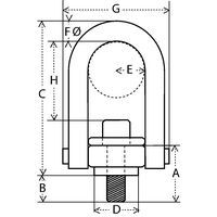 A = Longueur filetageC = Hauteur hors toutD = Largeur intérieureF = Ø sectionG = Largeur hors-toutH = Hauteur intérieure