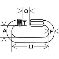 A = Largeur intérieureF = Section ØLI = Longueur intérieureO = OuvertureØT = Filetage Ø