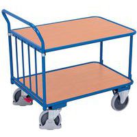 Chariot ergonomique 2 plateaux bois -Barre verticale - Capacité 400 kg