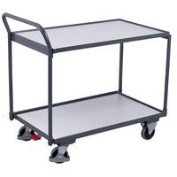 Ergonomische wagen met 2 houten plateaus ESD - Verticale duwbeugel - Draagvermogen 250 kg