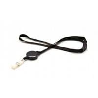 Keycord plat gesatineerd 10 mm met badgeclip - set van 100 - Sogedex