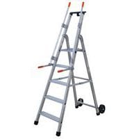 Trapladder met veiligheidsleuning en wielen - 5 tot 9 treden