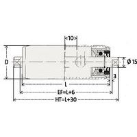 - D : rouleau Ø- EF : longueur utile- L : rouleau longueur- HT : longueur hors tout