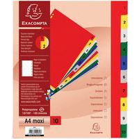 tabblad in gekleurd PP - 1-10 - A4 MAXI - Exacompta