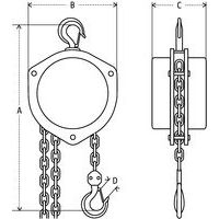 A = hauteur perdueB = largeurC = profondeur hors toutD = crochet ouverture