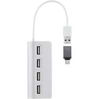 Hub USB-A en USB-C aluminium naar 4 poorten USB-A 2.0 - T'nB