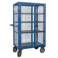 Chariot haut grillagé 5 plateaux bois avec portes - 500Kg - FIMM