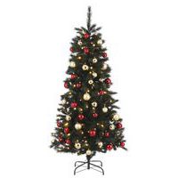 Kunstkerstboom Voss 140x led 185 cm - 48 decoraties rood/goud