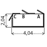 Emplacement des portes A, B ou C à préciser à la commande. Les portes s’ouvrent uniquement vers l’extérieur. Dimensions hors tout en m.