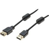 Verlengkabel USB 2.0 type A en A met zwarte ferrieten - 1,5 m