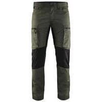 Pantalon services stretch vert armée/noir