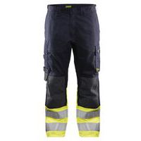 Pantalon multinormes inhérent marine/jaune fluo, poches côtés en biais