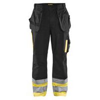 Pantalon artisan haute visibilité noir/jaune, polyester/coton