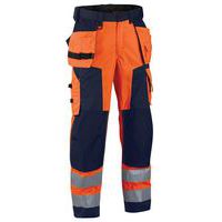 Pantalon artisan softshell haute visibilité orange fluorescent/marine