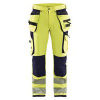 Pantalon stretch 4D haute visibilité jaune fluorescent/marine