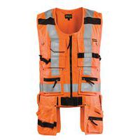 Gilet porte-outils haute visibilité orange fluorescent, anneau D