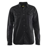 Chemise Twill noire avec boutons-pression