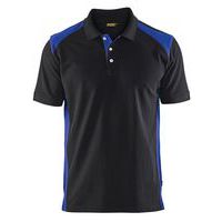 Polo piqué noir/bleu roi