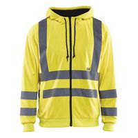 Sweat zippé à capuche haute visibilité jaune fluorescent