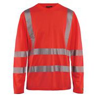 T-shirt manches longues haute visibilité col en V anti-UV rouge