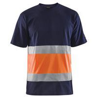 T-shirt haute visibilité col rond marine/orange fluorescent