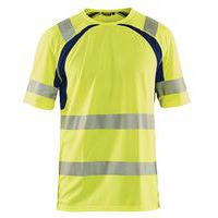 T-shirt anti-UV haute visibilité jaune fluorescent/marine