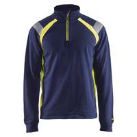 Sweat col camionneur marine/jaune fluorescent