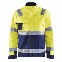 Veste haute visibilité jaune fluorescent/marine col haut