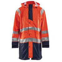 Veste de pluie haute visibilité niveau 1 orange fluorescent/marine