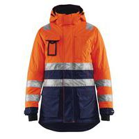 Parka hiver haute visibilité femme orange fluorescent/marine