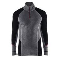 Onderhemd zip-neck XWARM, 100% Merino 4699 - grijs/zwart