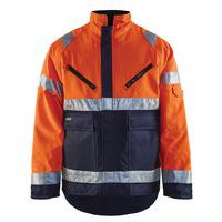 Veste hiver haute visibilité polyester orange fluo/marine, respirant