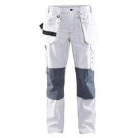 Pantalon peintre femme blanc/gris