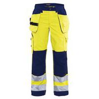 Pantalon haute visibilité femme jaune fluorescent/marine poches larges