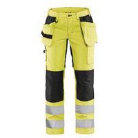 Pantalon haute visibilité stretch femme jaune fluorescent/noir