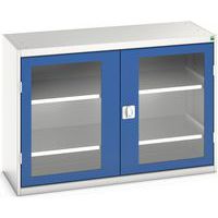 Hoge kast Verso 1300x550x900mm met raamdeur en 2 legborden - BOTT