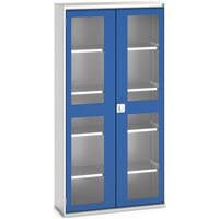 Hoge kast Verso 1050x350x2000mm met raamdeur en 4 legborden - BOTT