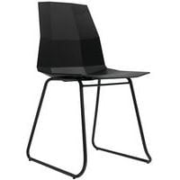 Lot de 2 chaises cube - Pied trapeze noir / Assise noire