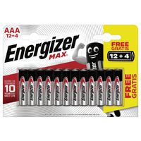 Pile Max AAA/LR03 - Lot de 12 + 4 -  Energizer