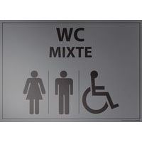 Plaque gravée mixte WC + personnes handicapées